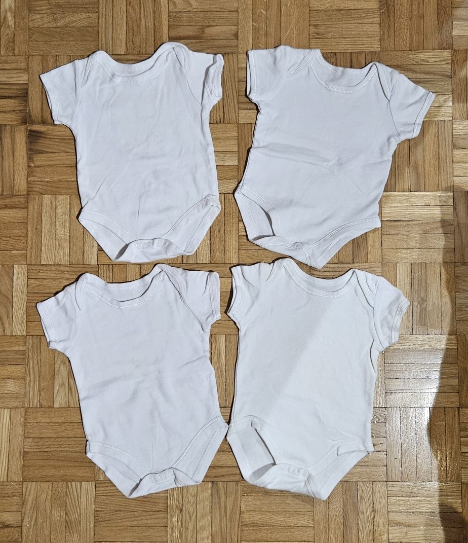 Zestaw dla niemowlaka body białe 4szt 68 newborn tanio ubranka dla nie