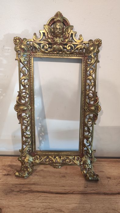 Stara ramka na zdjęcia, mosiądz, antyk