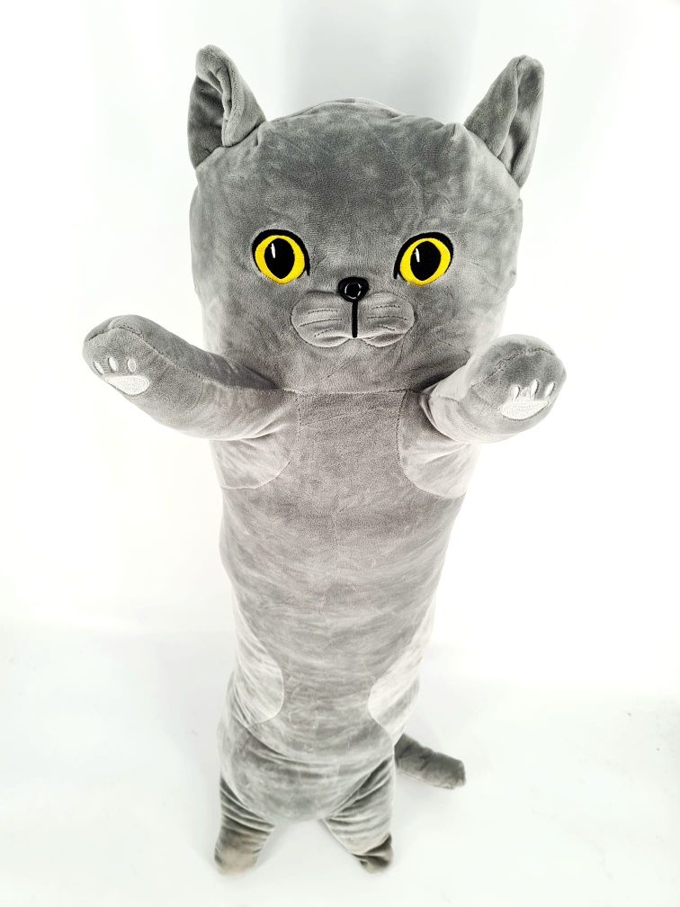 Ogromny pluszak maskotka Kot Kotek szary długi 120 cm nowy