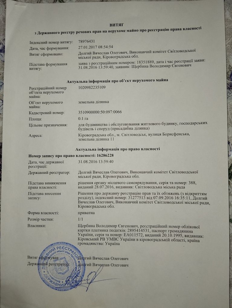 Продам земельну ділянку