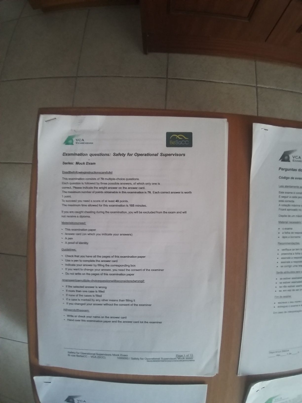 Passaporte de segurança Testes de VCA ,basico e supervisor tubistas