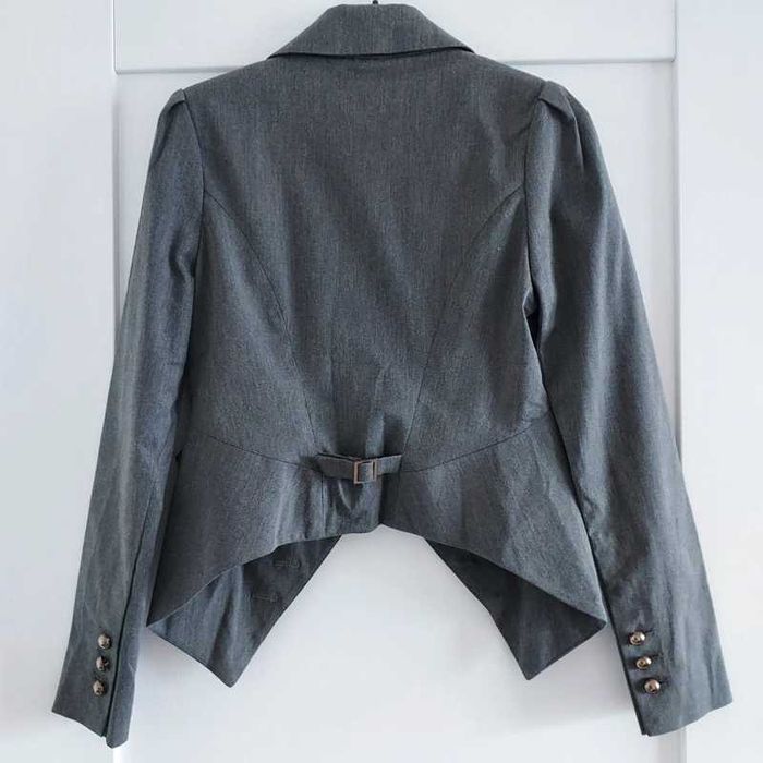 Krótka szara marynarka żakiet elegancka 34 XS 36 S