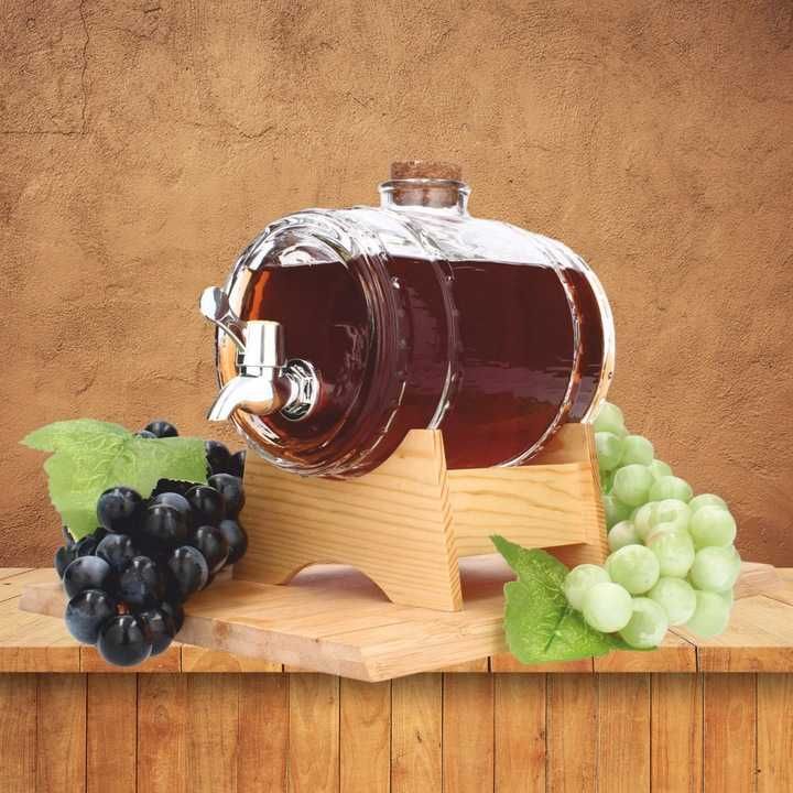 Beczułka z kranikiem 1,5L na wino bimber z podstawką