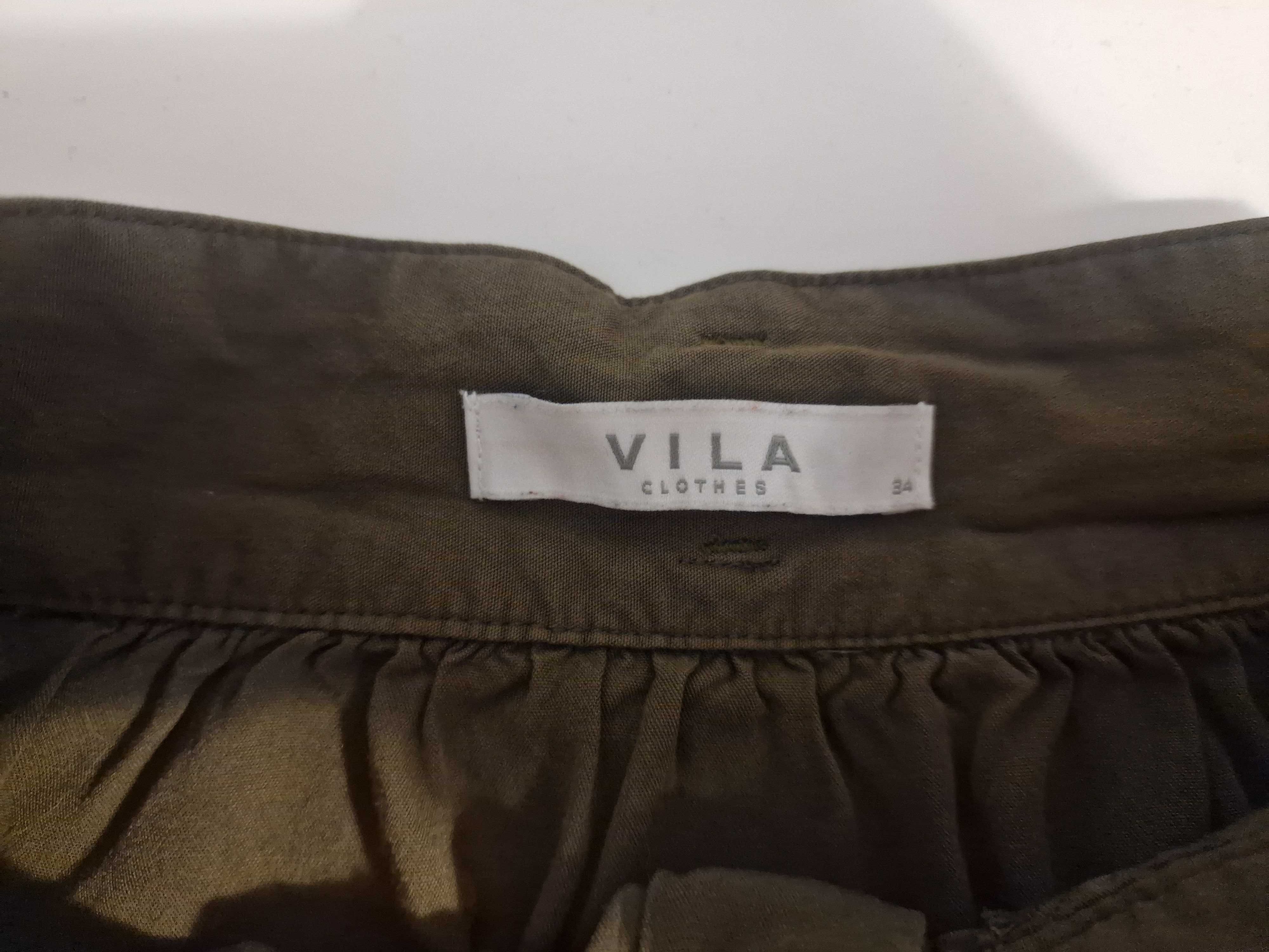 Spódnica Vila XS, kolor oliwkowy