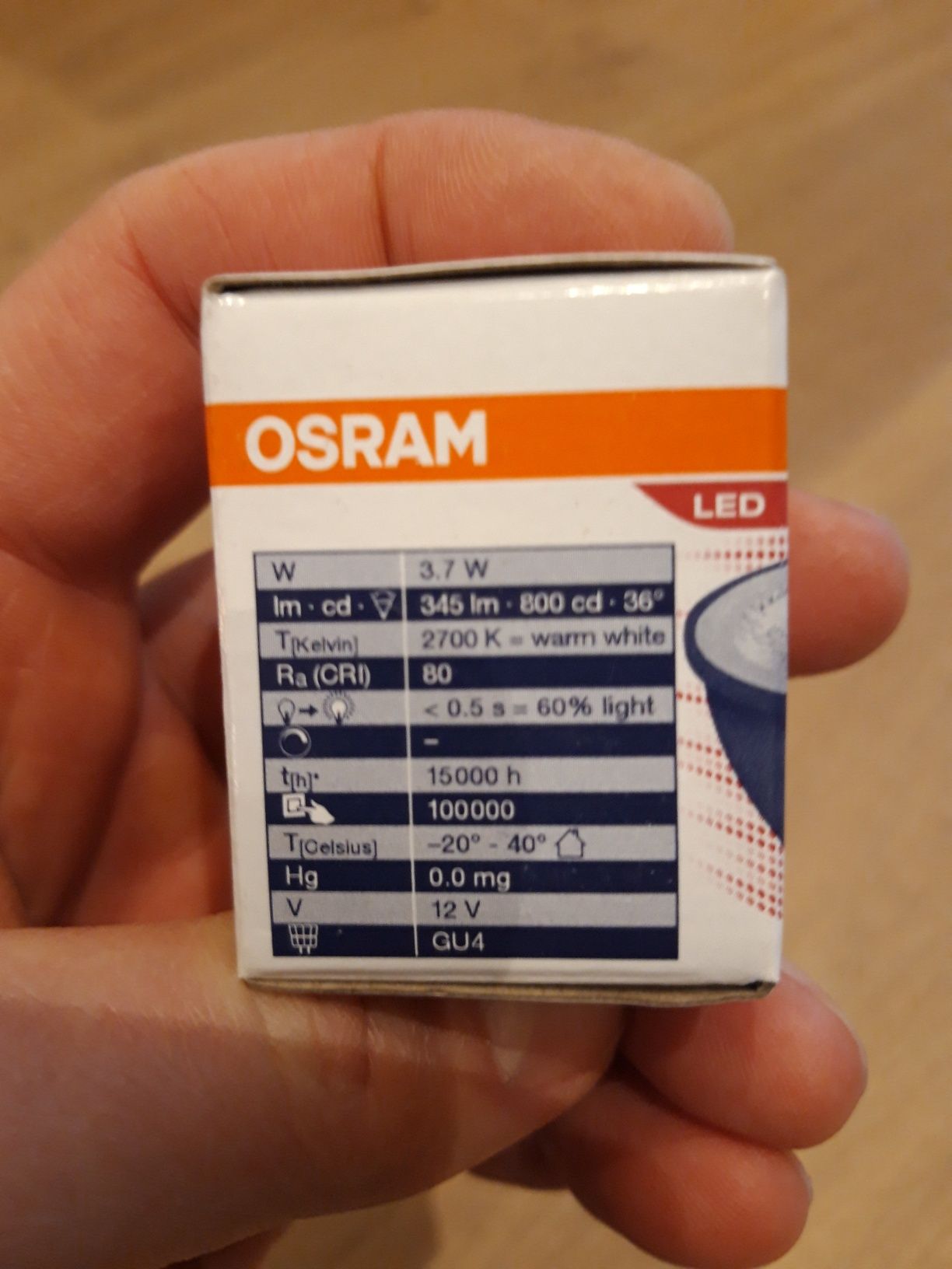 Sprzedam 6 żarówek LED GU4 Osram Parathom 3,7W 345lm 2700K