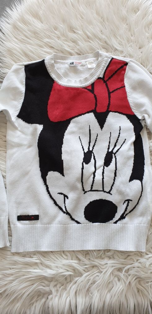 Biały sweter Myszka Mickey Minnie 134 / 140