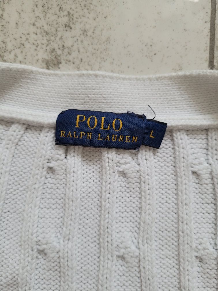 Oryginalny Swetr Kardigan Warkocz Polo Ralph Lauren rozmiar L