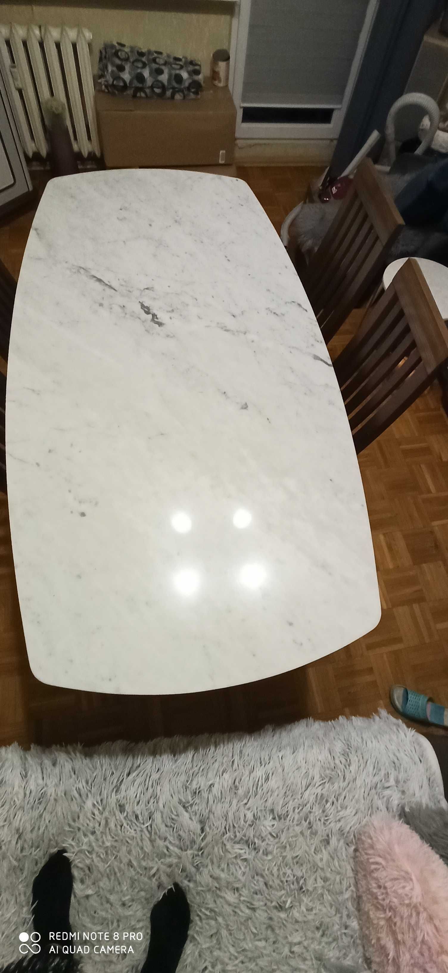Stół marmurowy ekskluzywny + 4 krzesła eleganckie