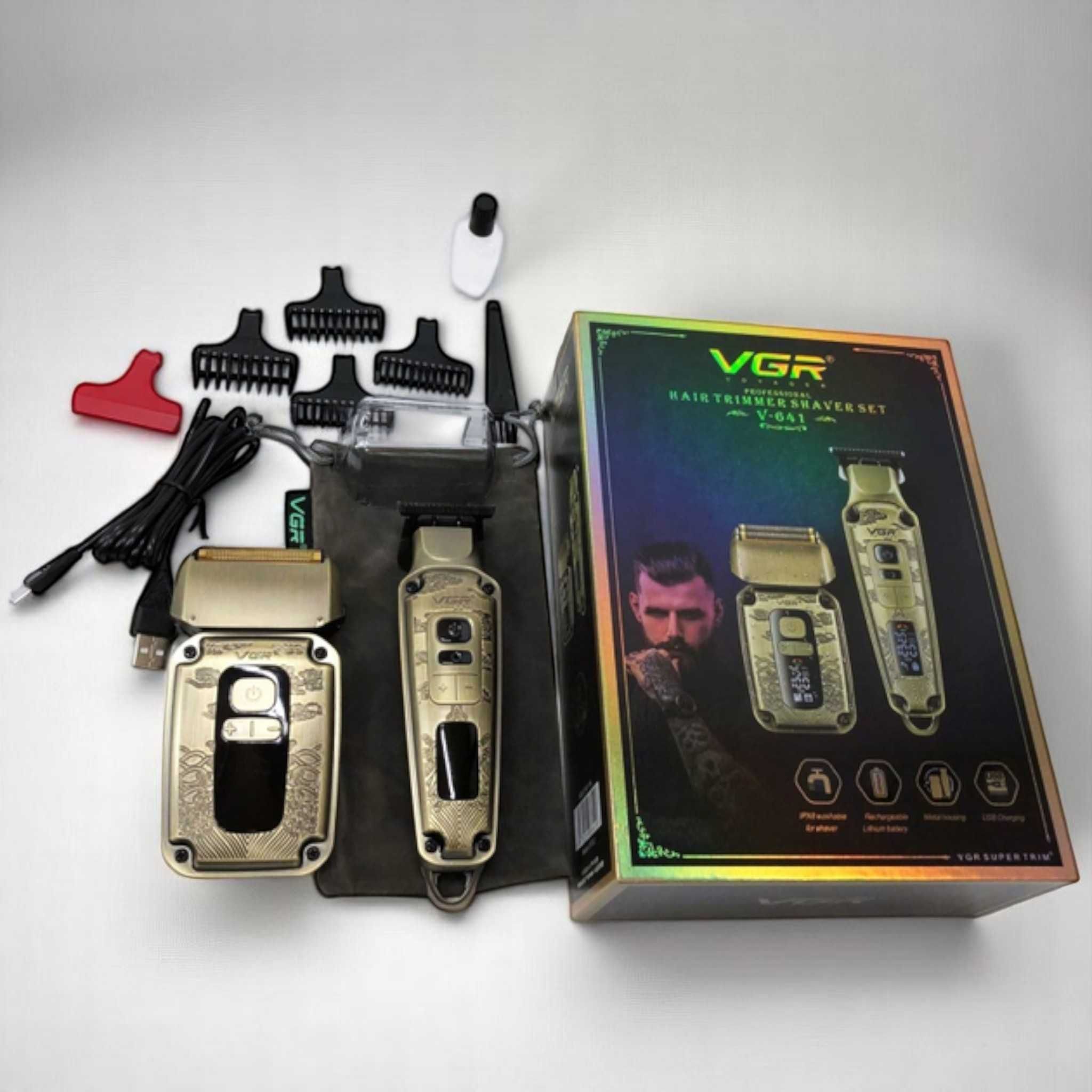 Комплект для стрижки и бритья VGR V-641  шейвер и триммер LED-дисплей