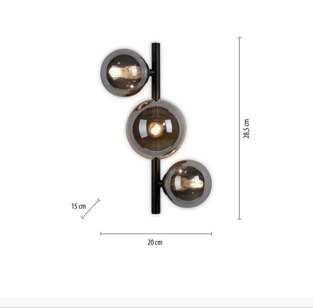 Dwa kinkiety lampa ścienna kula salon