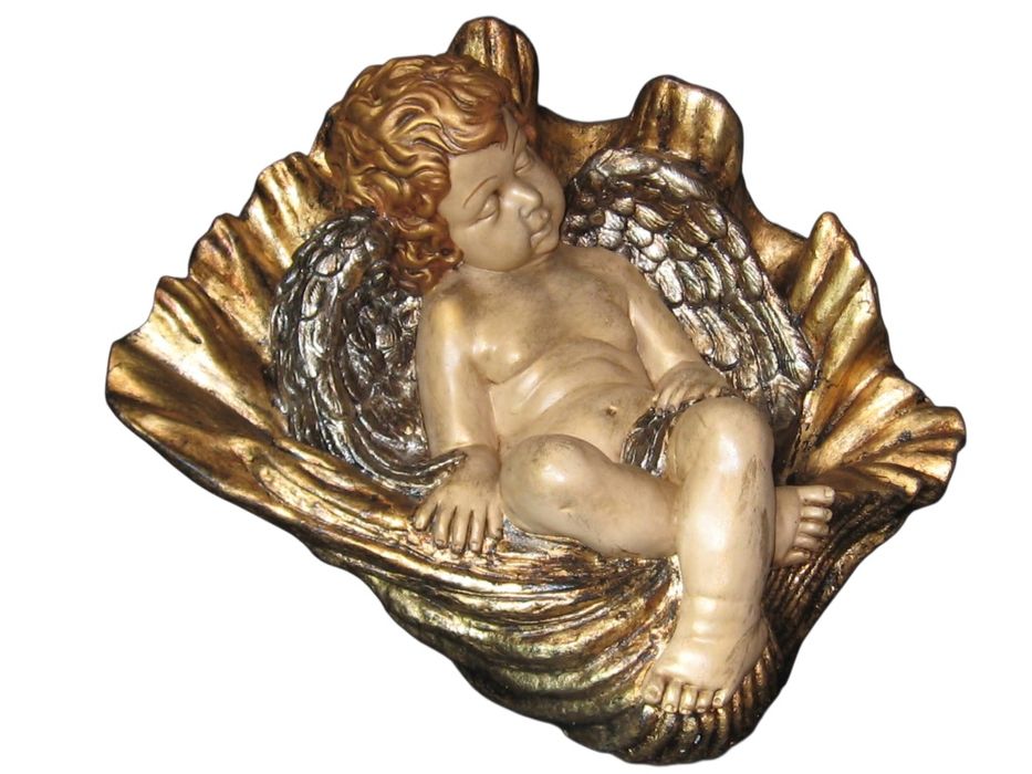 Anjo dormindo na Concha de folha de ouro