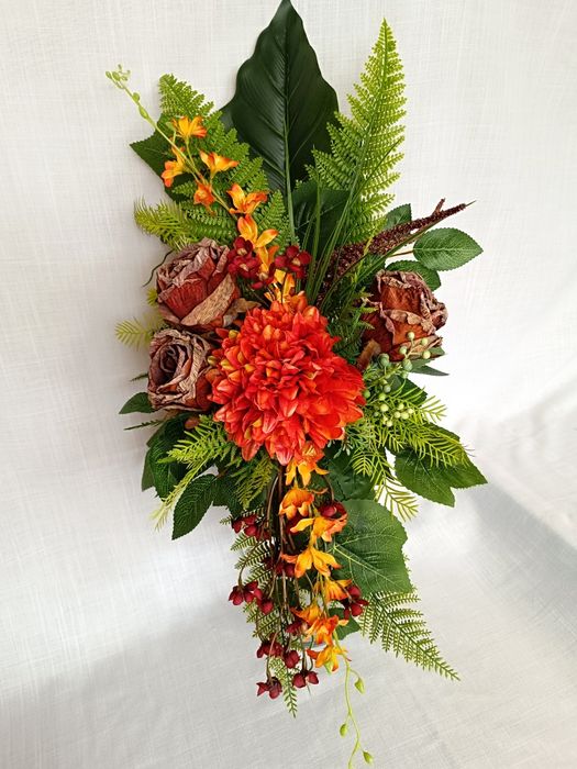 Bukiet do Wazonu Kompozycja Nagrobna Chryzantema pomarańcz model  N25