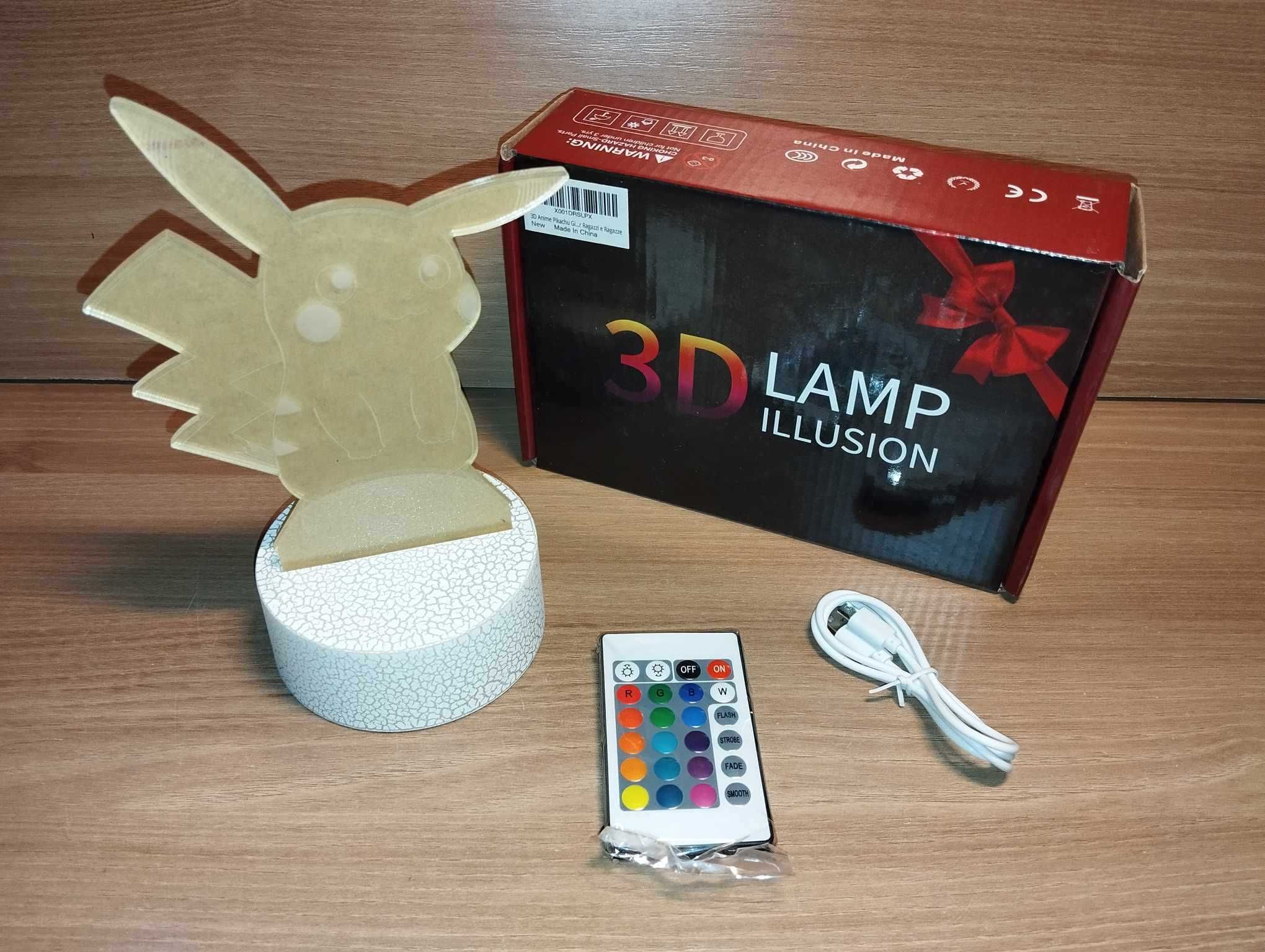 Super Lampka - Lampa - LED RGB 3D - Pokemon - Pikachu