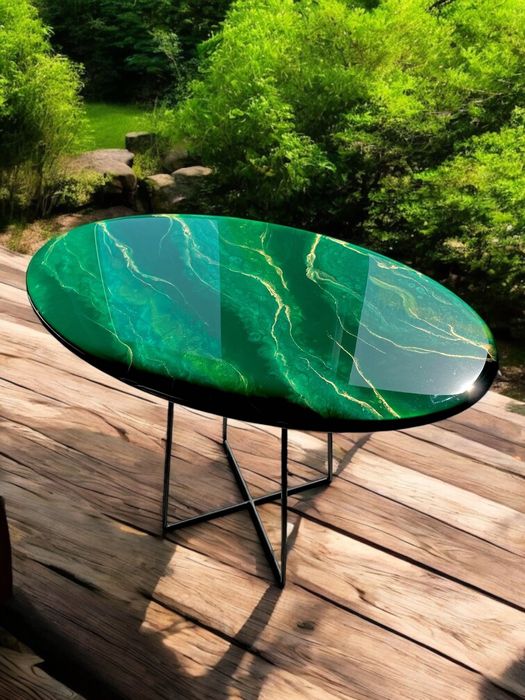 Zielony Stolik z Żywicy Epoksydowej - Glamour dla Twojego Wnętrza!