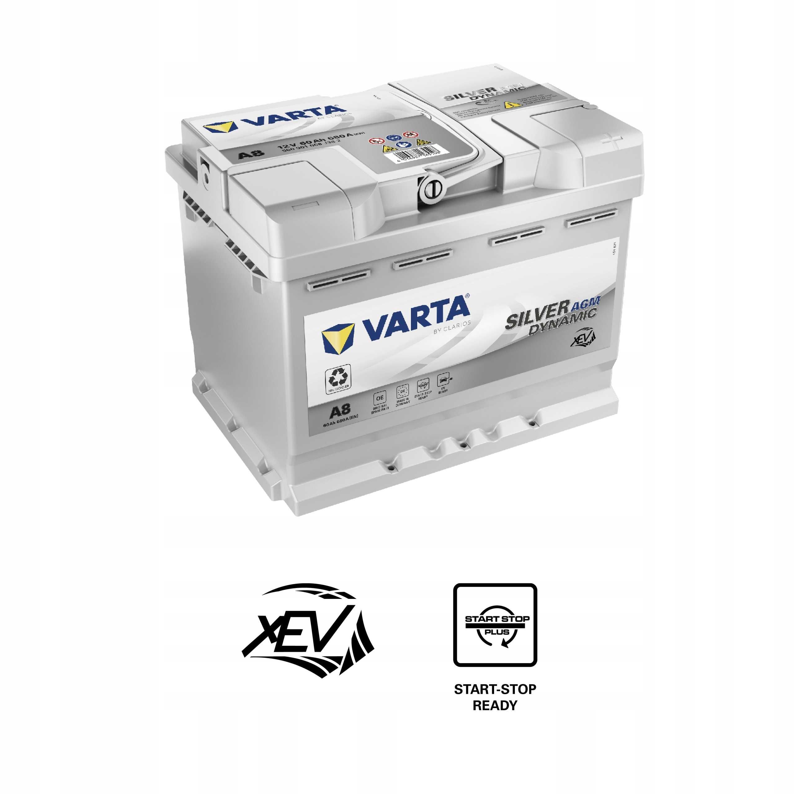 Akumulator VARTA A8 START-STOP AGM 60AH 680A P+ 12V