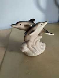 Piękna wyjątkowa Figurka delfin delfiny ceramiczna stan bdb