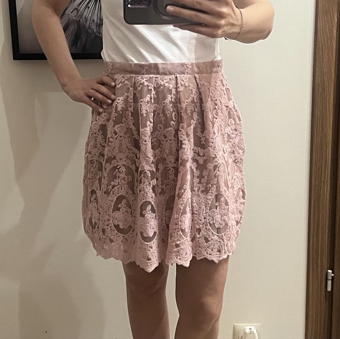 Mohito Spódnica z koronki brudny róż spódniczka koronkowa