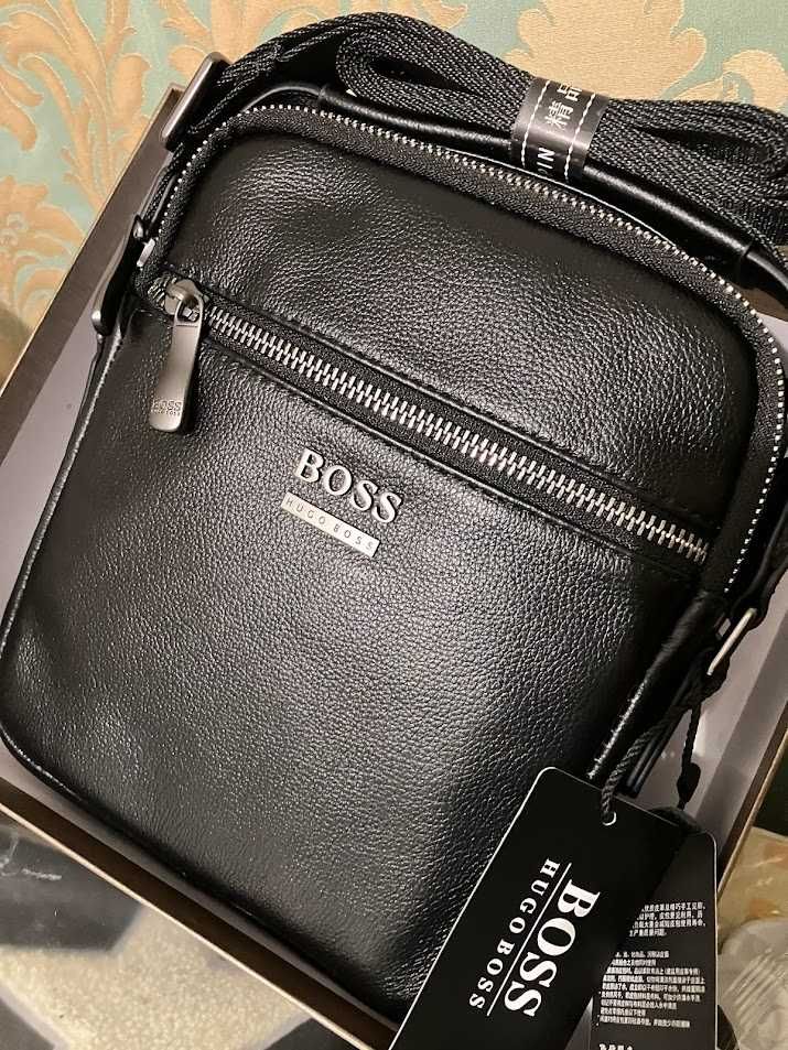 Чоловіча сумка шкіряна HUGO BOSS якість люкс В НАЯВНОСТІ