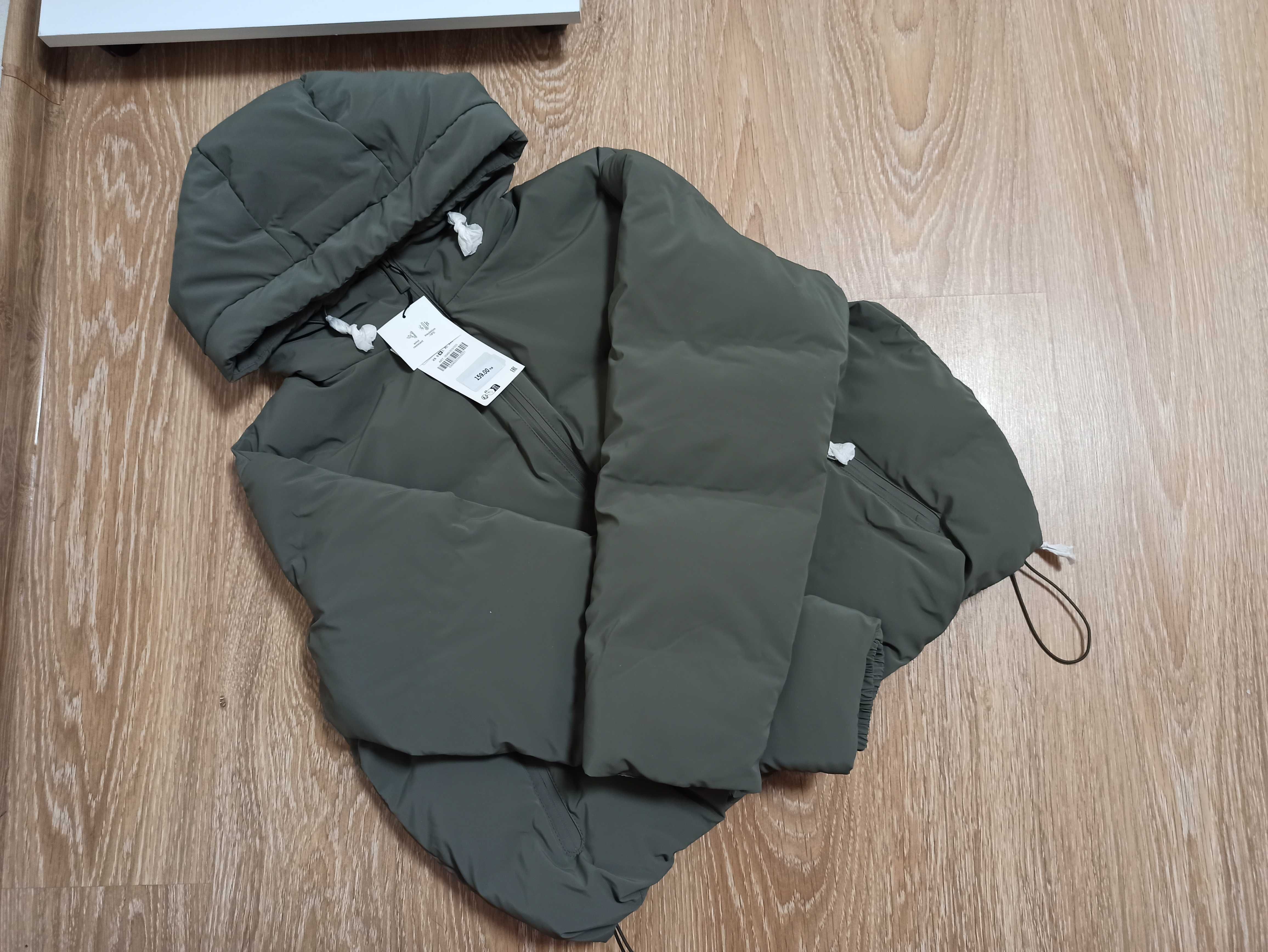 Прорезинена стьобана куртка Zara хакі розмір М/38/10 анорак пуфер