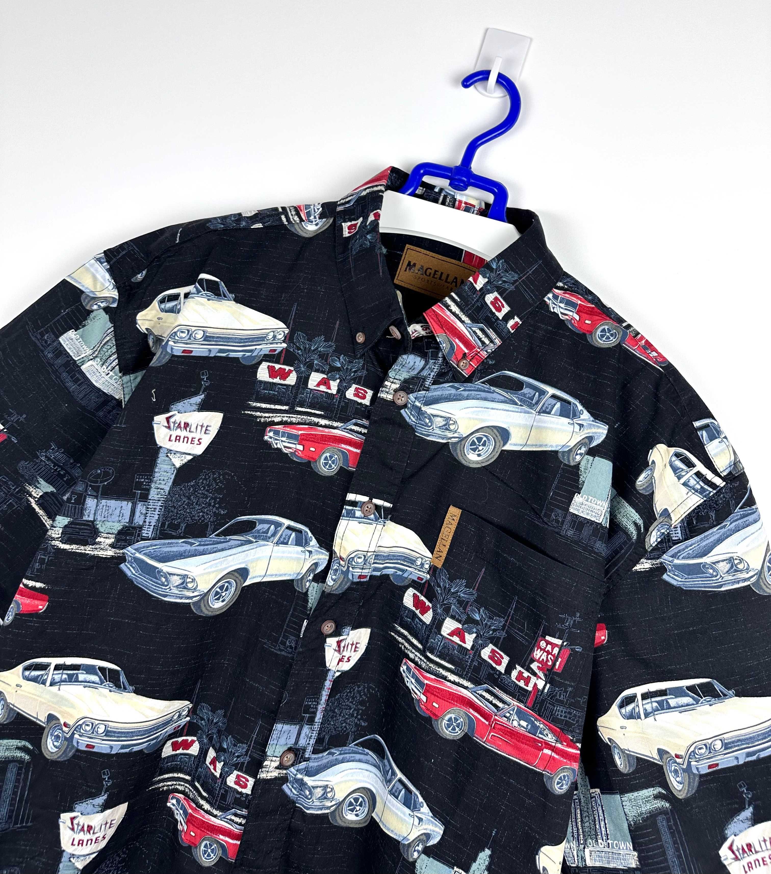 Koszula hawajska Magellan Auta Racing samochody vintage r. XXL
