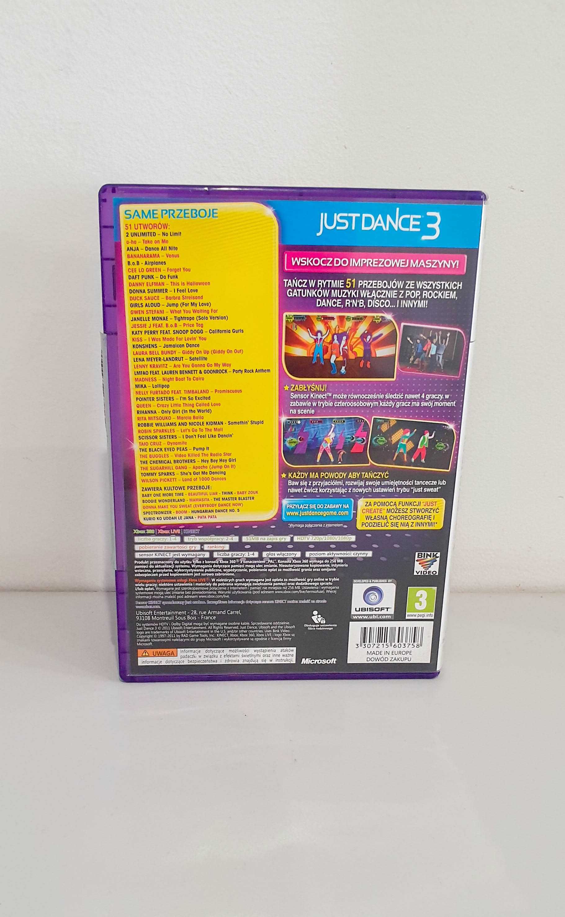 Gra Just Dance 3 Kinect xBox 360 Wydanie Polskie 2xPL