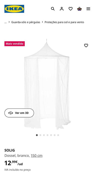 IKEA lSOLIG Dossel, branco, 150 cm