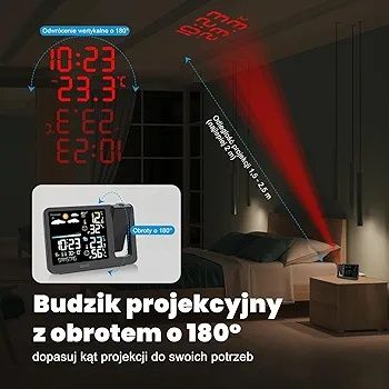 Stacja pogody budzik z projektorem uzoli em3539a