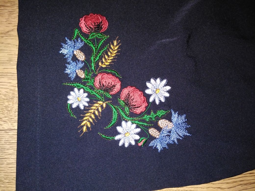 Вишиванка Спідниця з вишивкою синя для дівчинки підліток 146-158