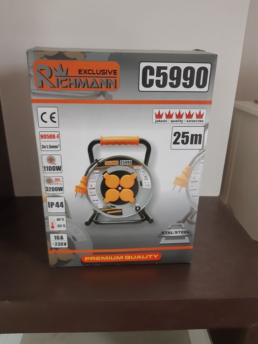 Przedłużacz budowlany bębnowy 25M 3x1,5 H05RR-F IP44 RICHMANN C5990