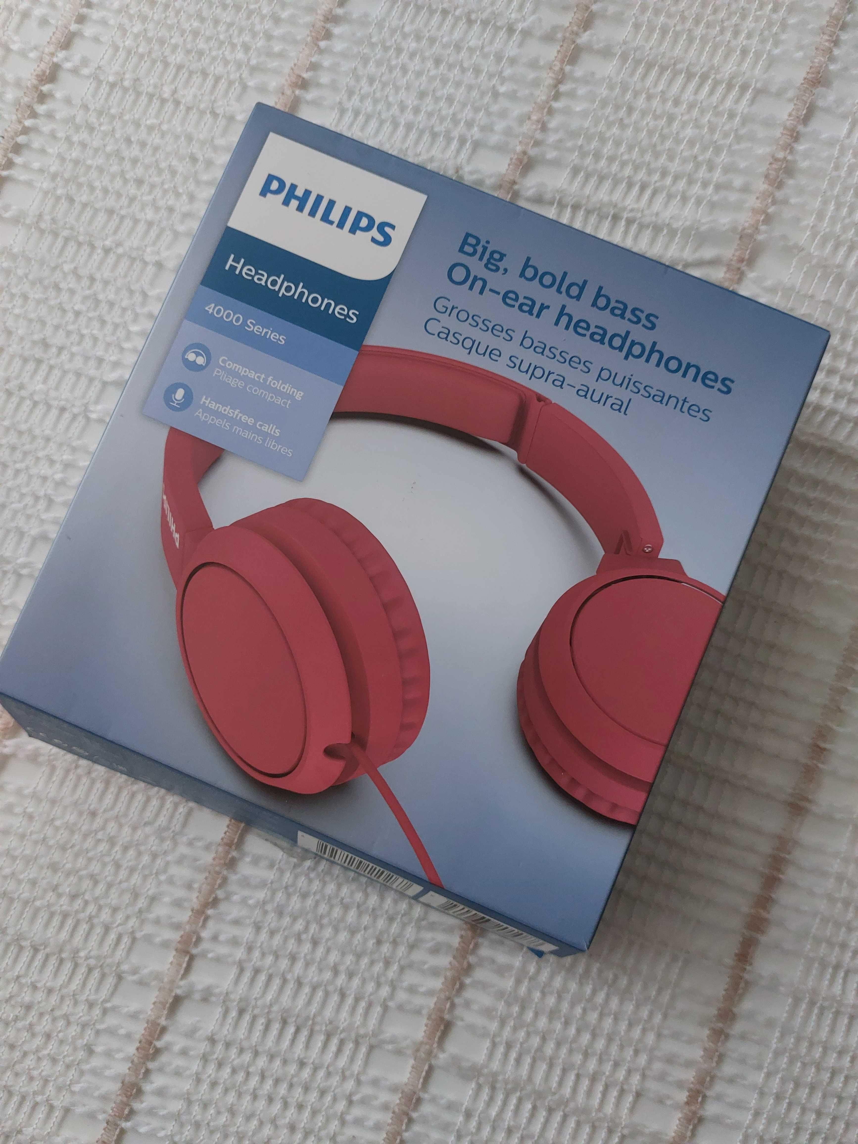 Słuchawki z mikrofonem PHILIPS TAH4105 Czerwone