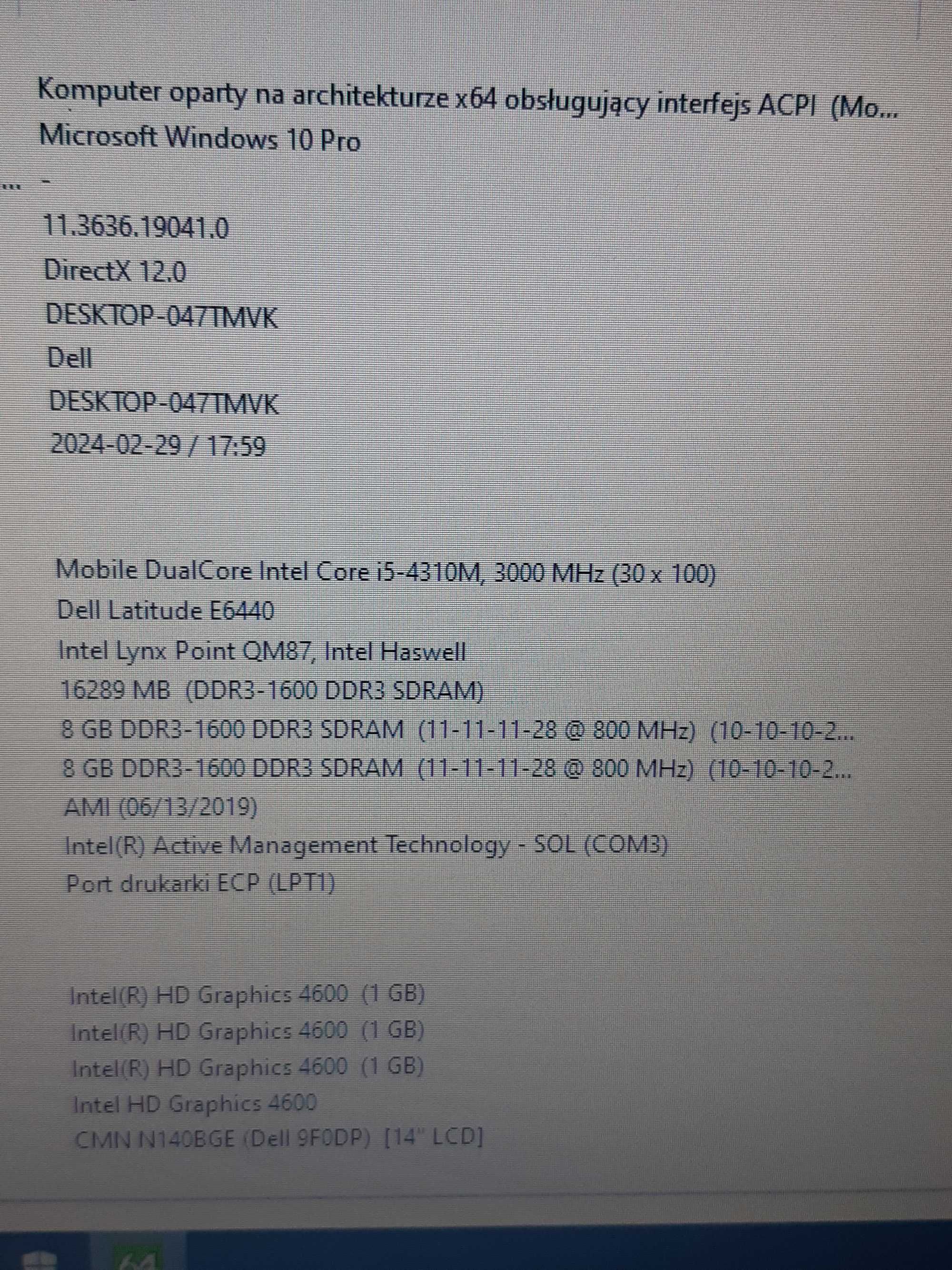 Dell Latitude E6440 i5 16GB 512SSD 14' HD Win10