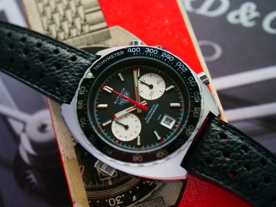 Heuer Autavia chronograf swiss made zegarek szwajcarski motor sport 70