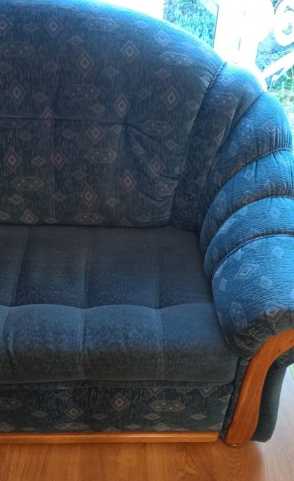 Elegancka sofa dwuosobowa kolor niebieski błękitny morski