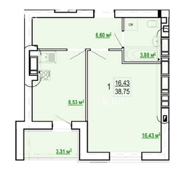 1к. 39м2 Шевченко (Салтовка, ЖК Гидропарк,м. Академика Павлова) 116185