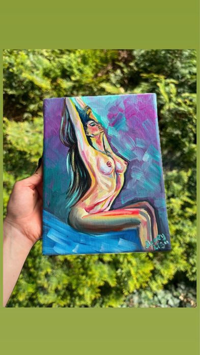 Obrazek olejny na plotnie kobieta akt