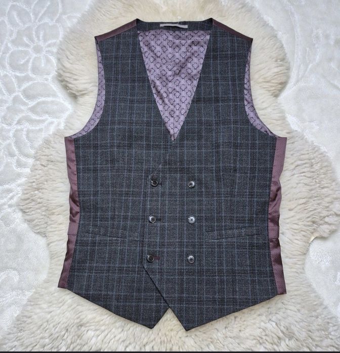 Kamizelka garniturowa S Szara w kratkę Nowa Burton