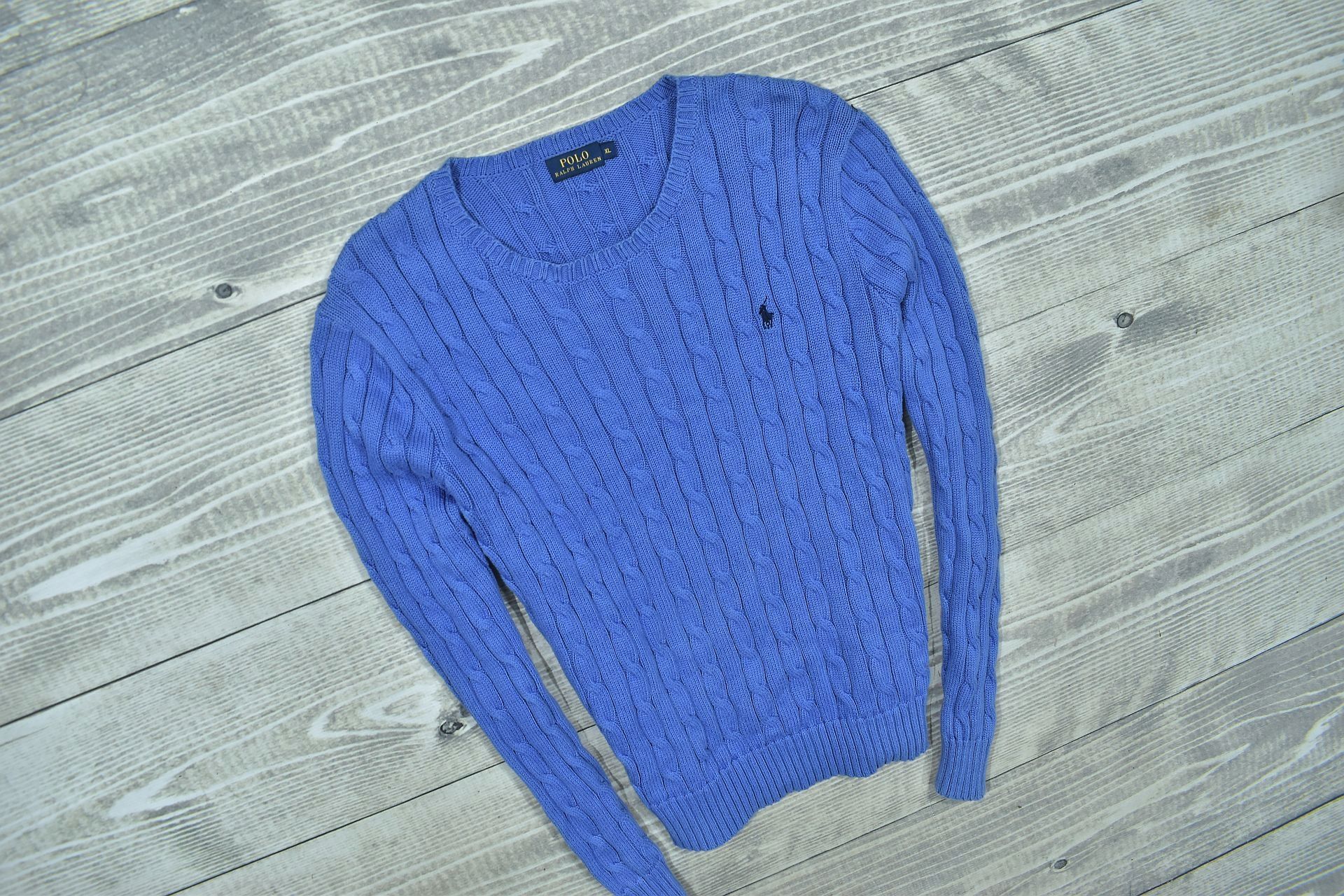 RALPH LAUREN Bawełniany Sweter Damski Warkocz XL