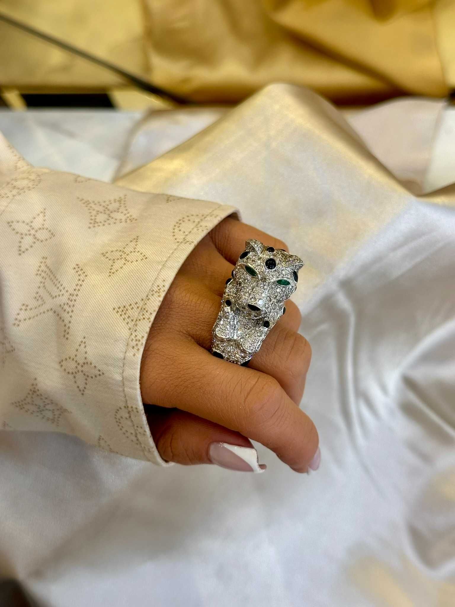 Pierścionek kotek/pantera z diamentami naturalnymi 11.30 CT