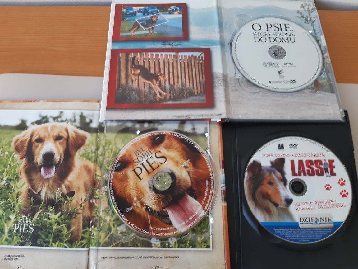 Filmy DVD : "Był sobie pies", "Lassie", "O psie, który wrócił do domu"