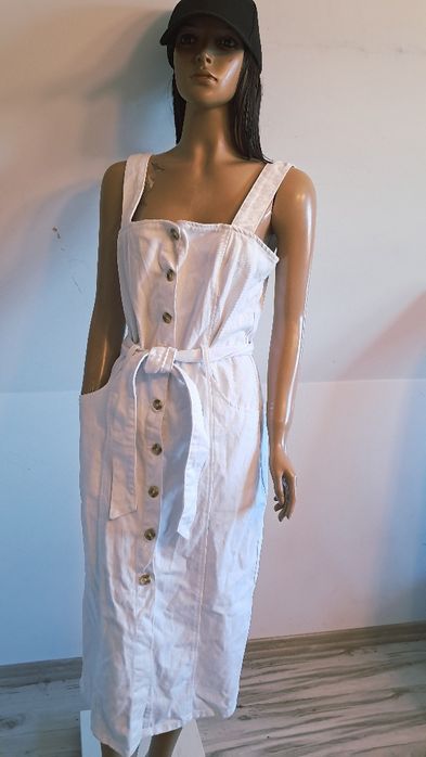 Biała sukienka dzinsowa bawełna