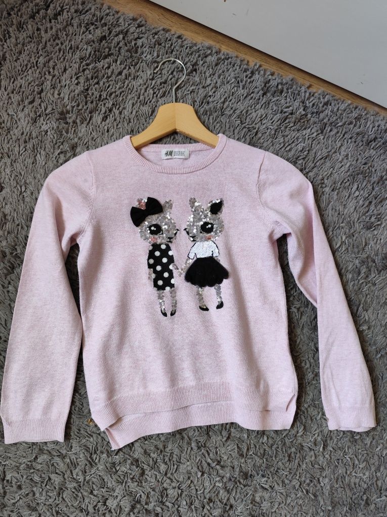 Sweterek dla dziewczynki z cekinową aplikacją H&M r. 122/128