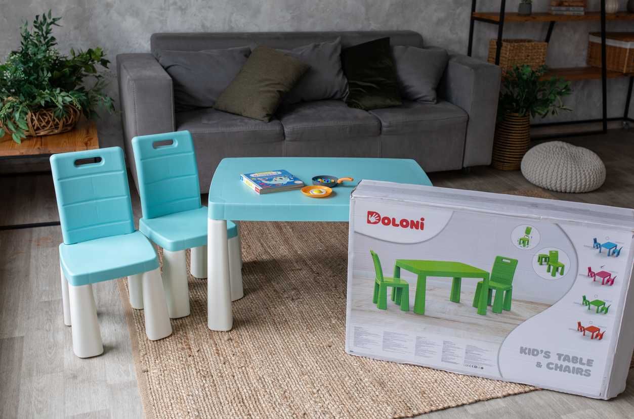 Пластиковий дитячий столик та стільчик долоні блакитний для ігор