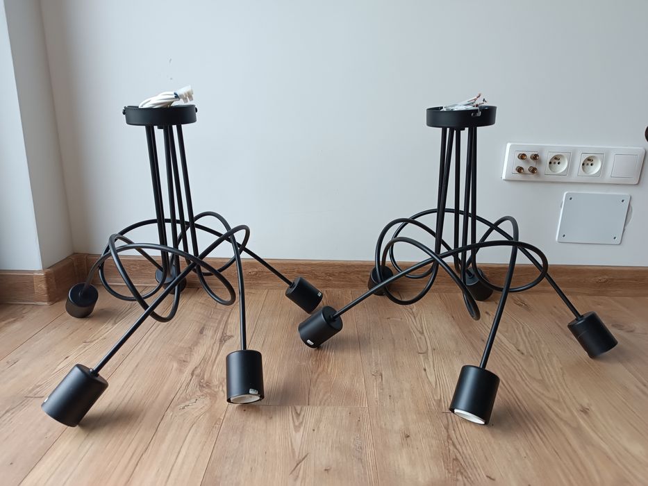 Lampa sufitowa czarna klasyczna na 5 żarówek