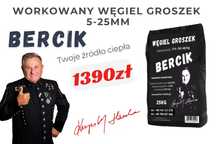 Wysokokaloryczny Polski Węgiel - GROSZEK BERCIK Worki 25 KG 1 Tona