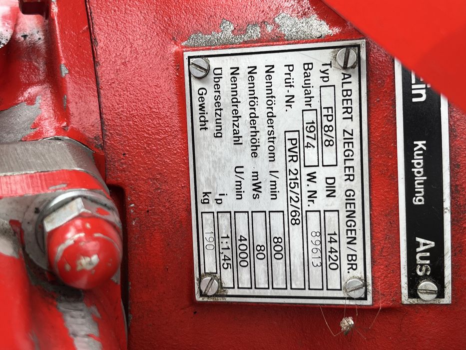 Motopompa Ziegler FP 8/8 1974 – Silnik Volkswagen 1.2 34 KM – 163 mth