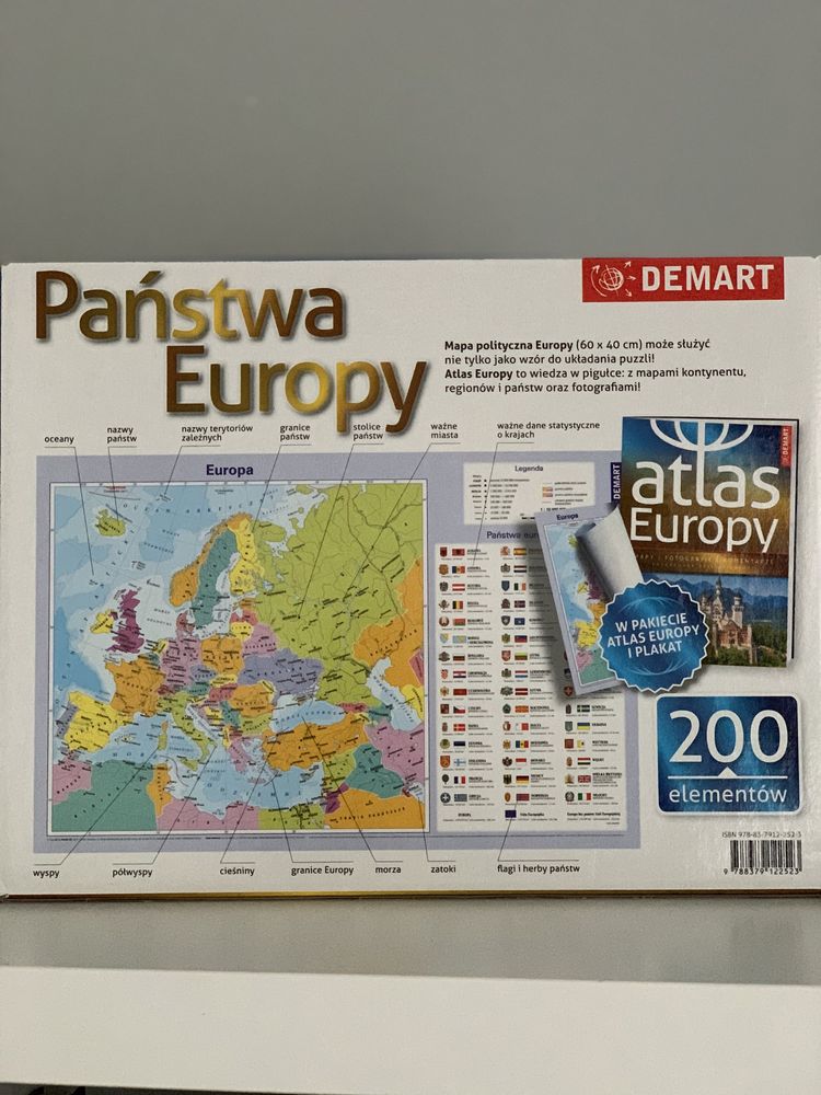 Państwa Europy puzzle puzle 200 elementów