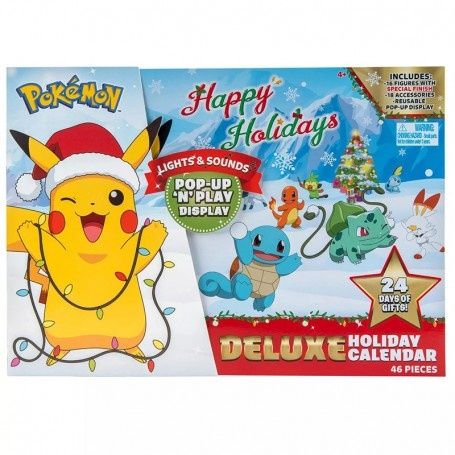 Calendario do advento com 16 figuras Pokemon - Natal (com luz e som)