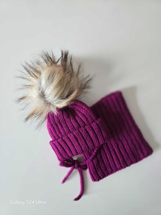 Czapka + komin zimowy dla noworodka r.56