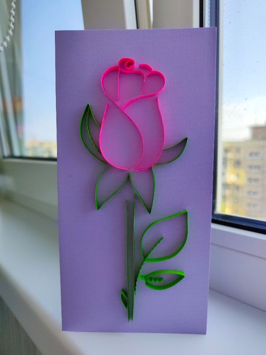 Открытка ручной работы в технике квиллинг