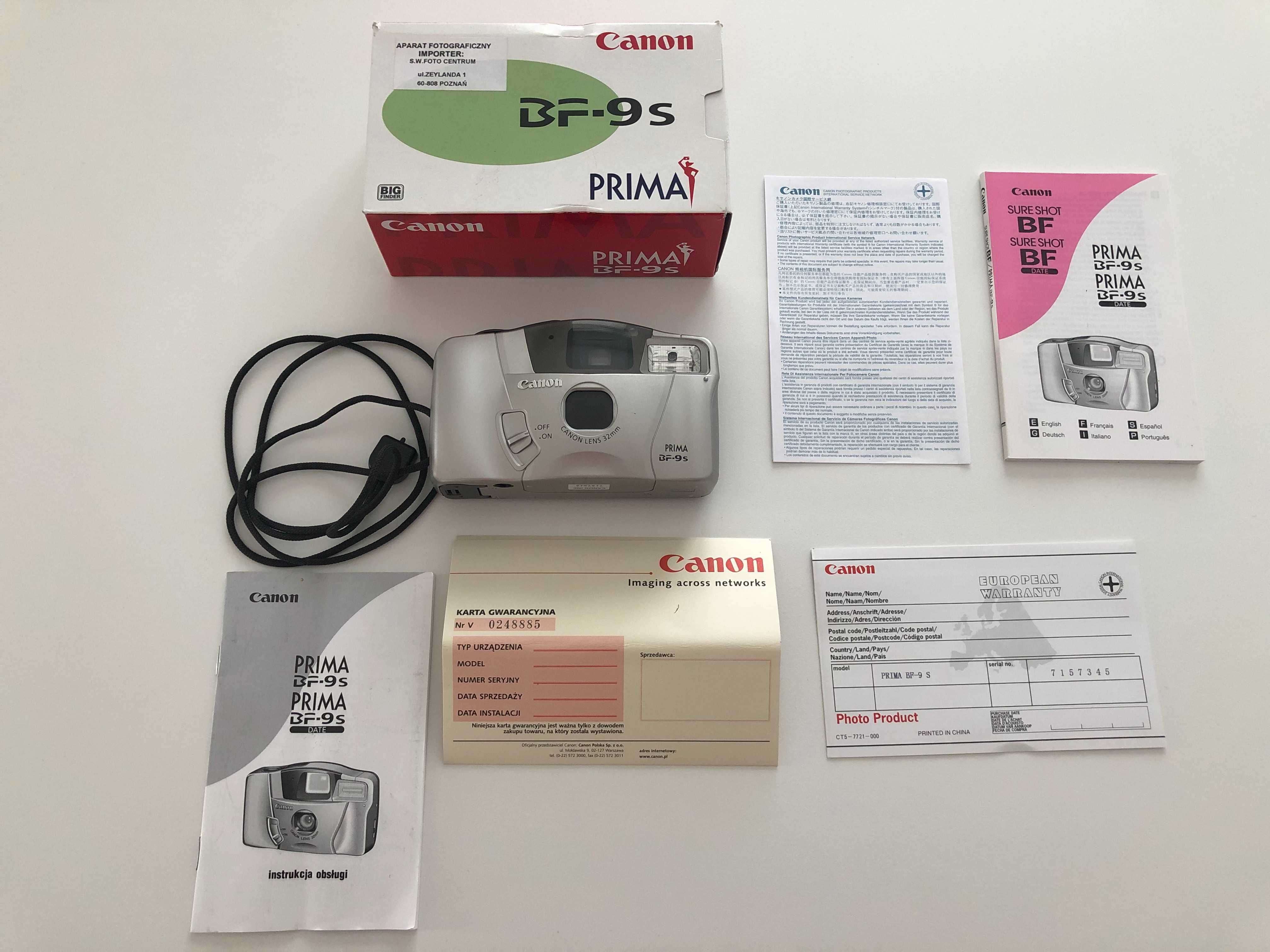 Aparat Fotograficzny CANON Prima BF-9s Stan kolekcjonerski